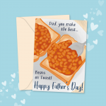 beans on toast fathers day card
