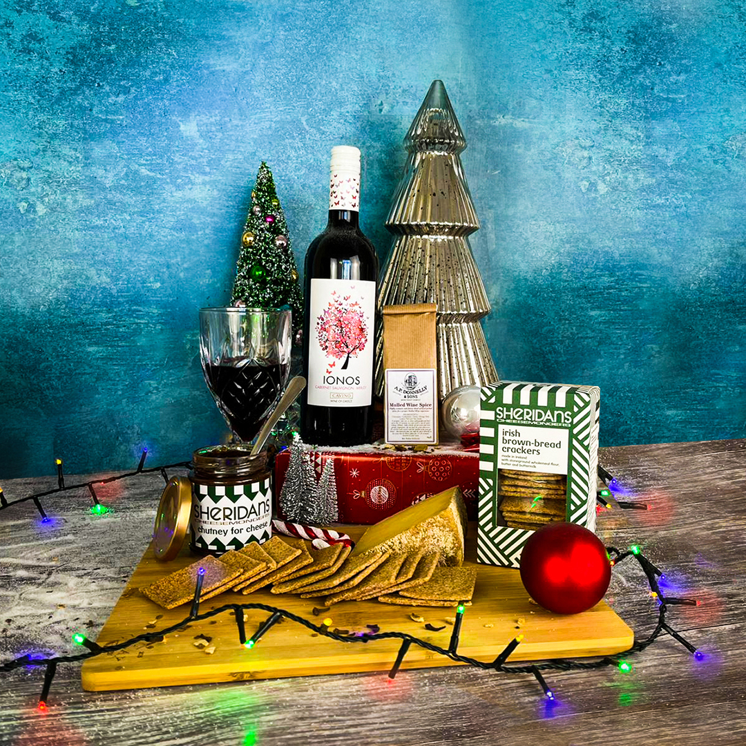 wine, cheese and crackers hamper