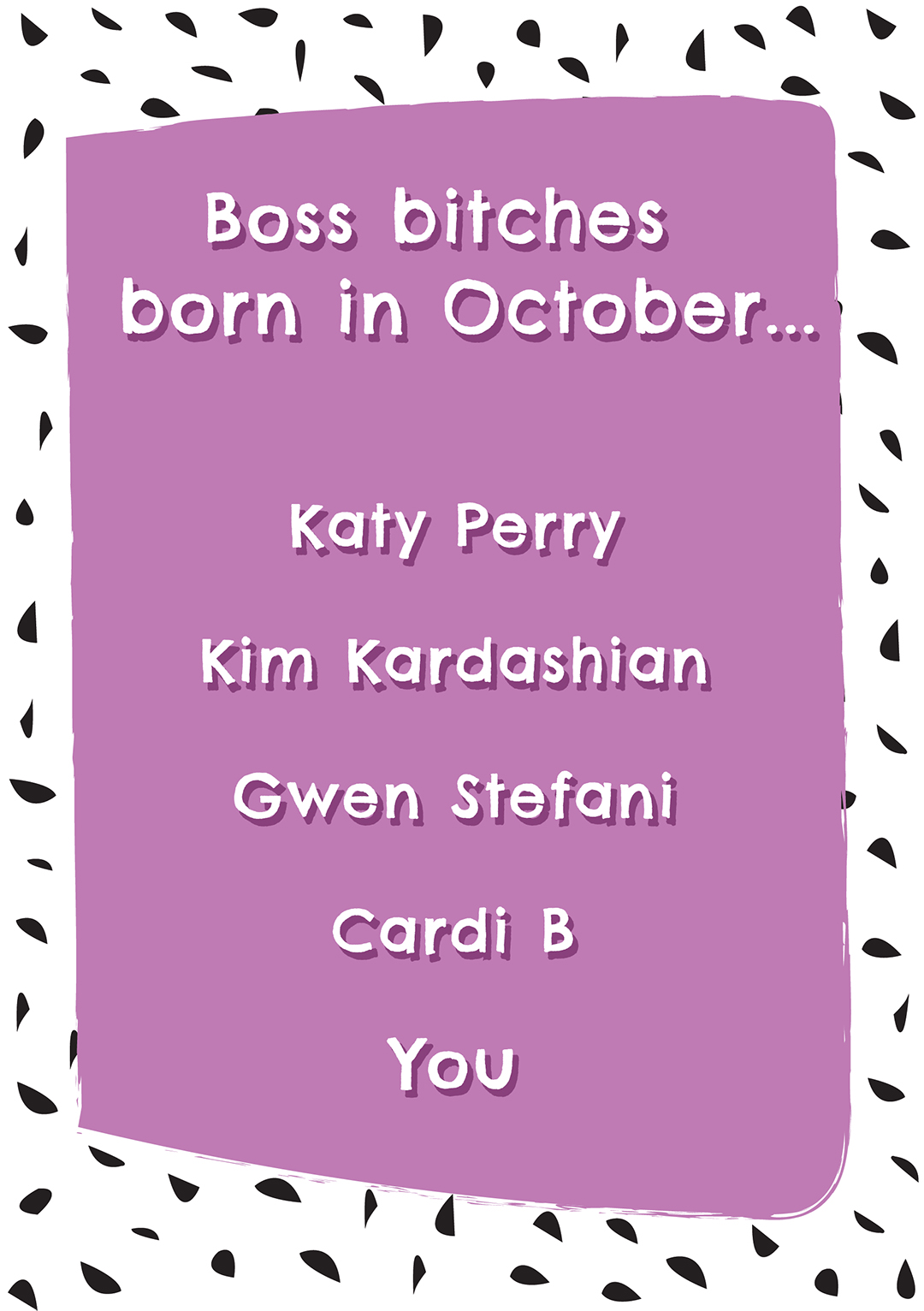 October boss bitches birthday card