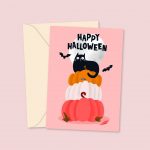 happy Halloween greeting card pumpkins