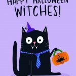 happy halloween witches greeting card