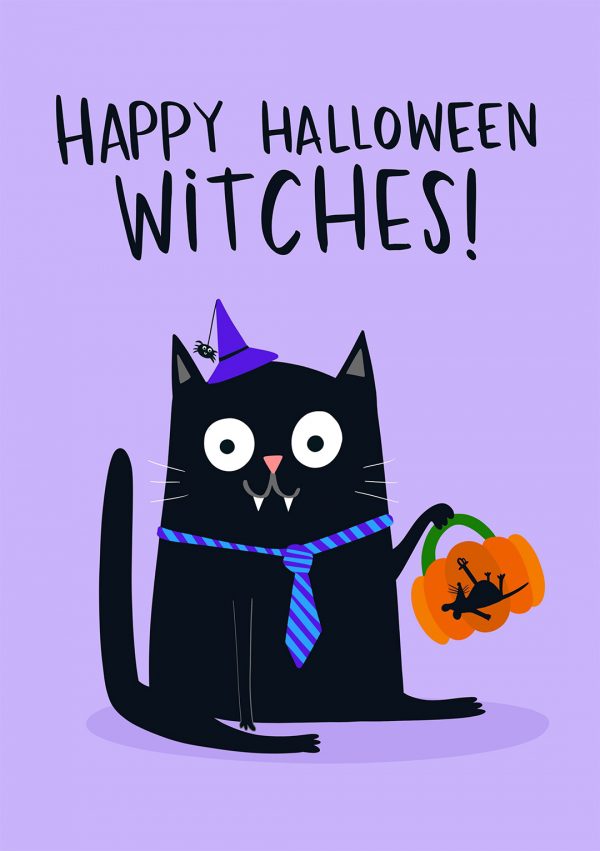 happy halloween witches greeting card