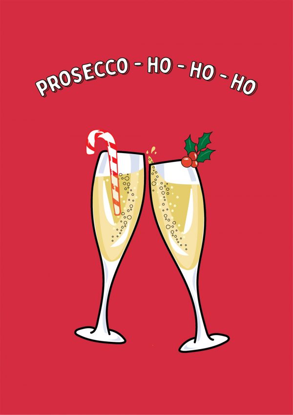 prosecc ho ho ho christmas card