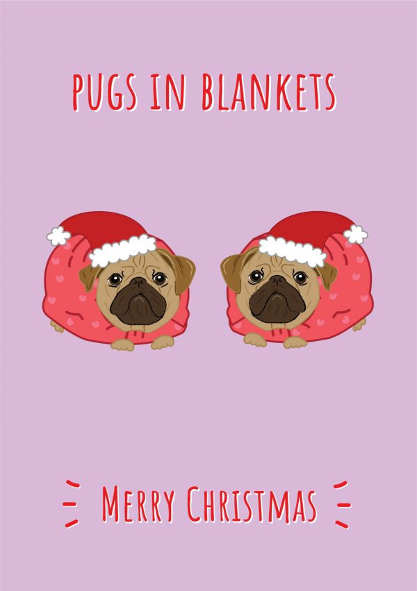 pugs in blankets merry christmas