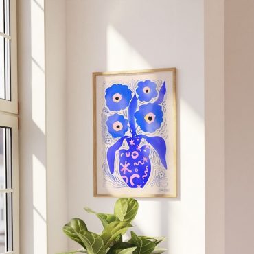 blue flowers print