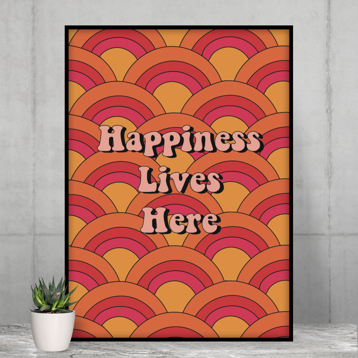 happiness lives here frame print