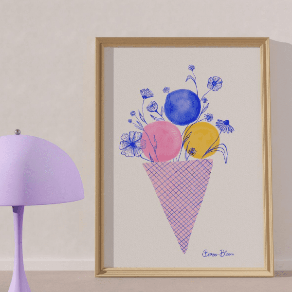 ice cream flowers print