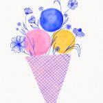 ice cream flowers print