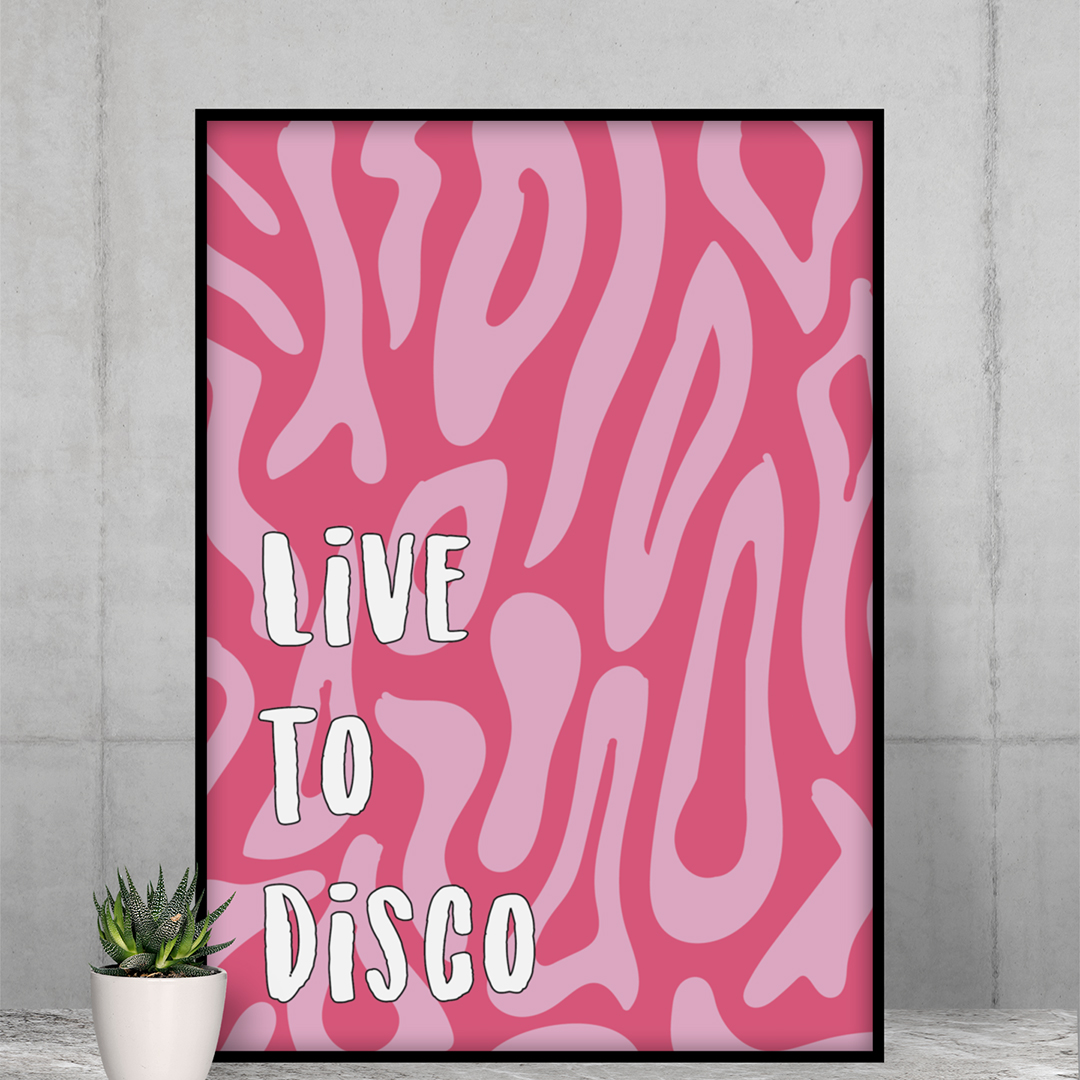live to disco frame print
