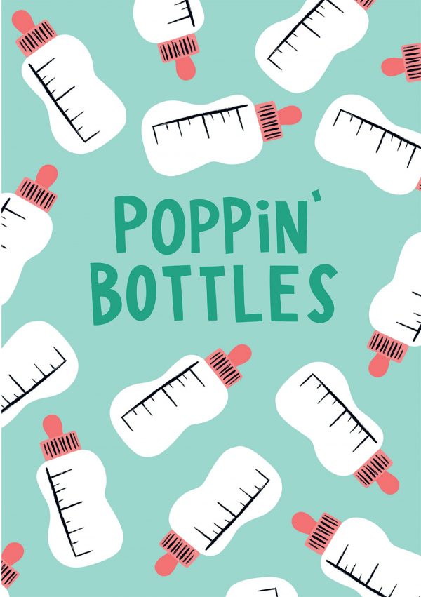 poppin bottles new baby greeting card