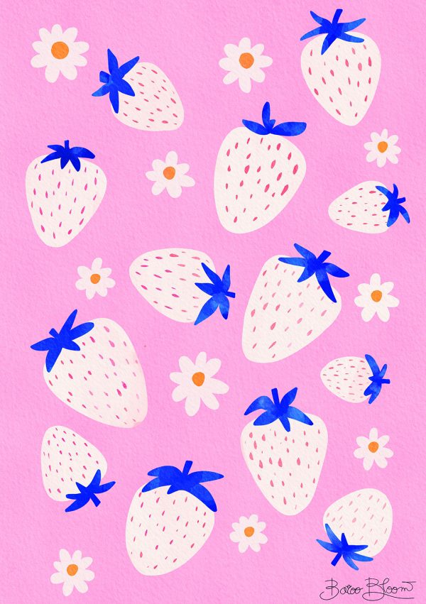 strawberries print