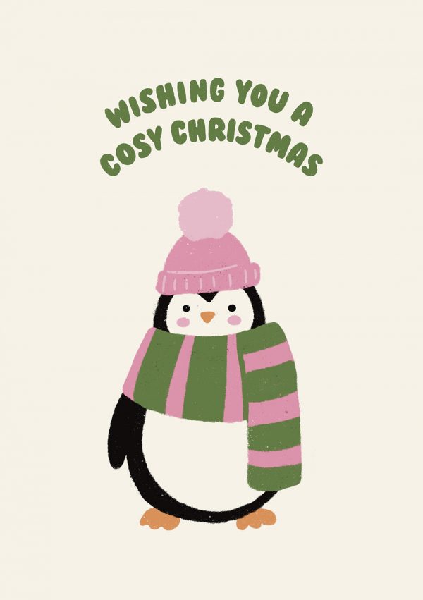 wishing you a cosy christmas penguin card