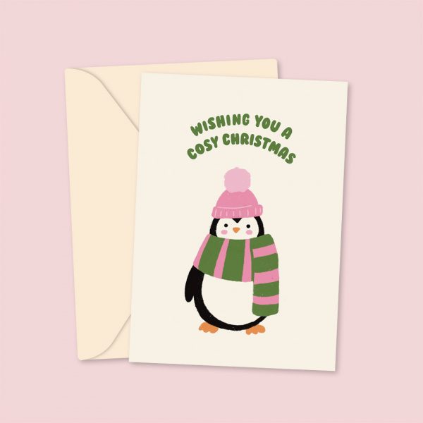 wishing you a cosy christmas penguin card