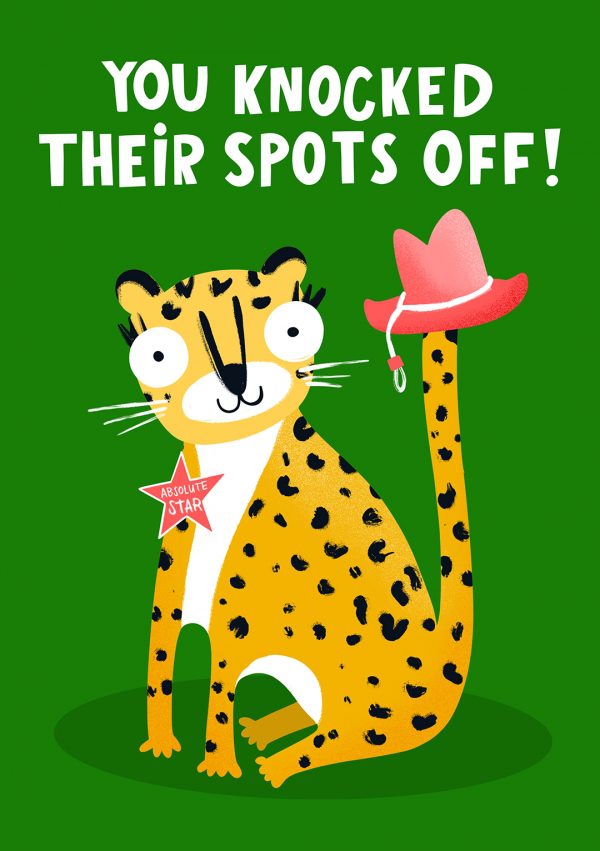 knocked their spots off greeting card