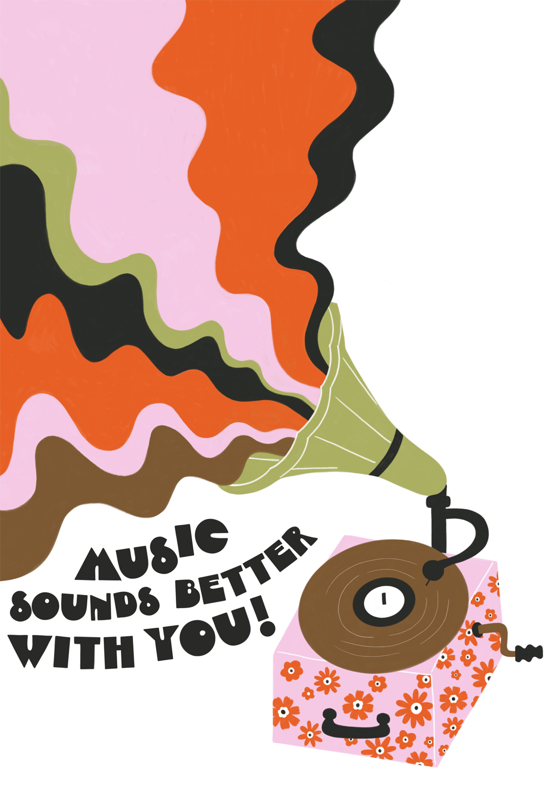 music sounds better with you greeting card