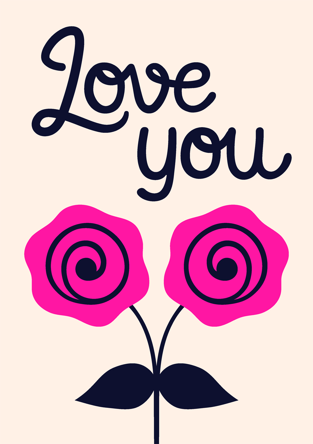 love you flower roses greeting card