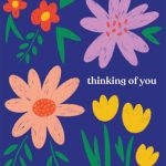 thinking of you blue flower cards