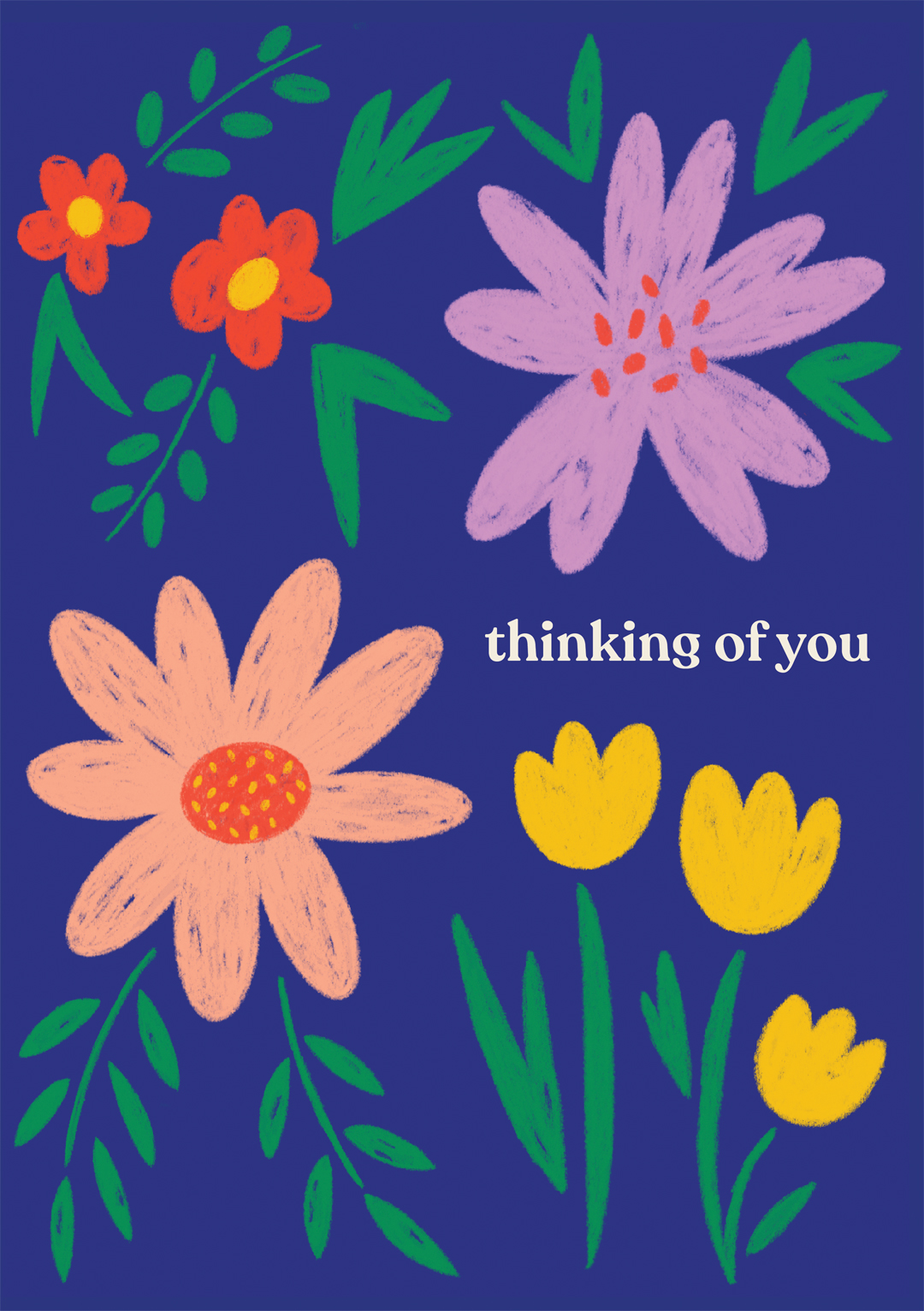 thinking of you blue flower cards