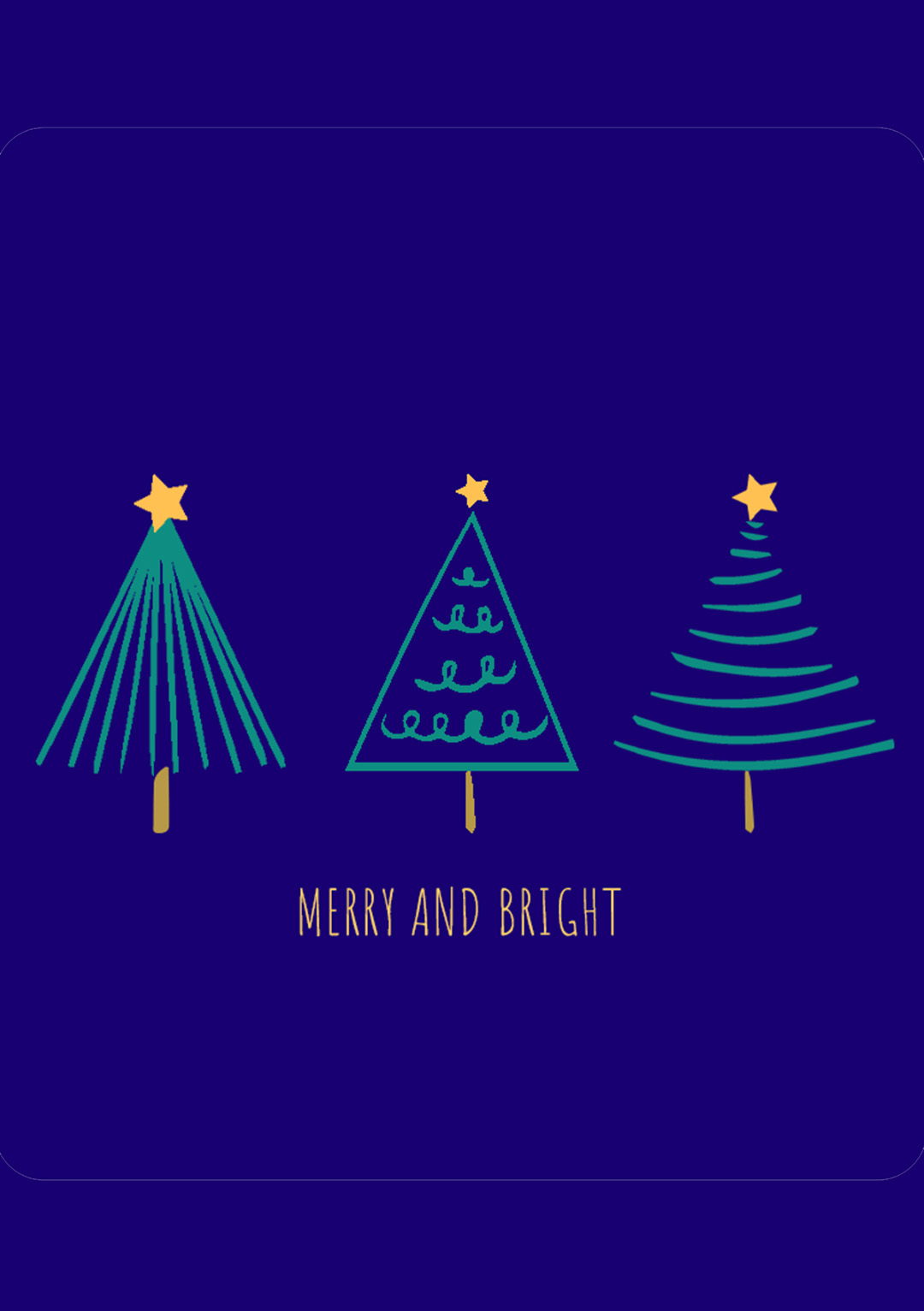 merry and bright blue christmas card