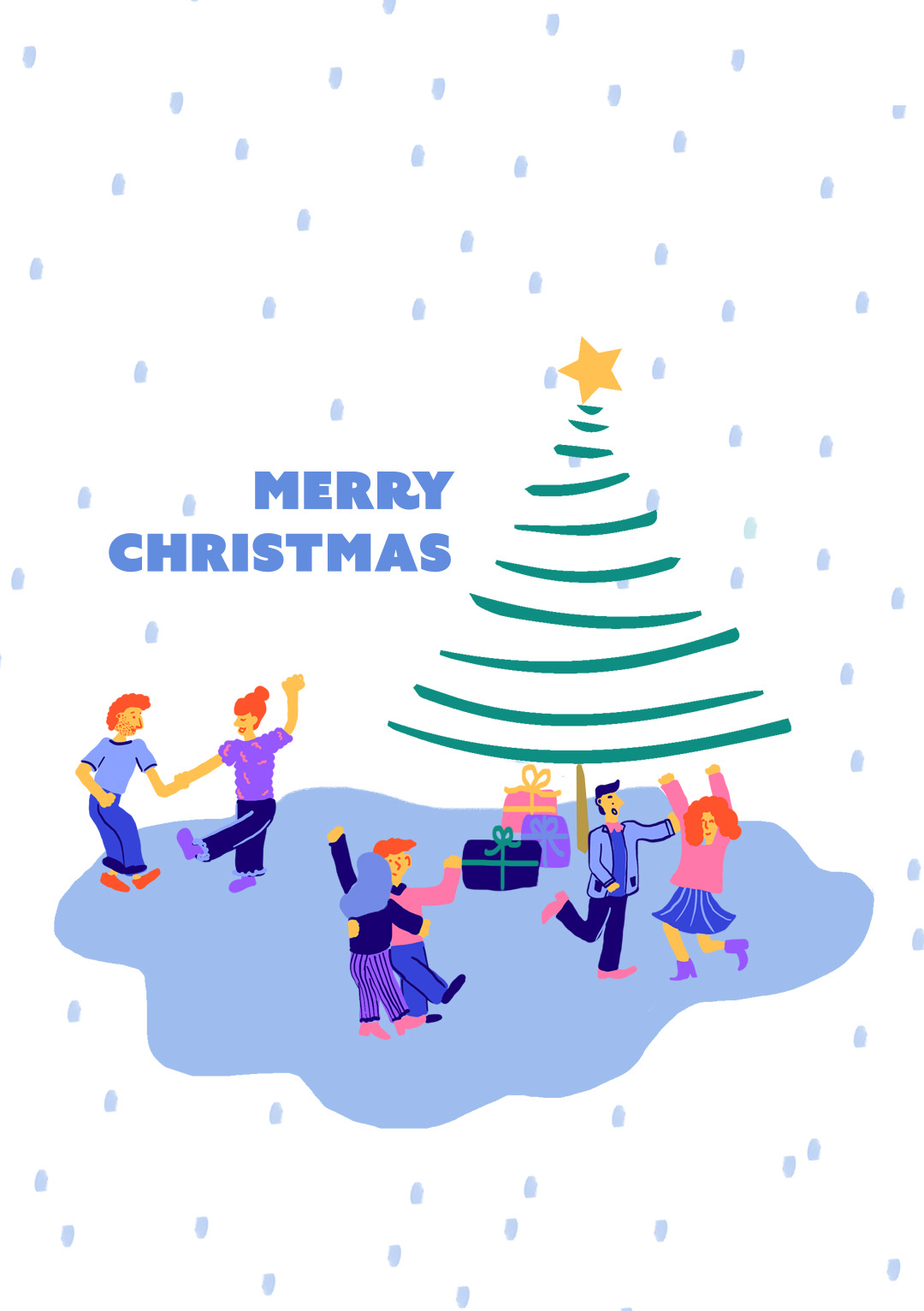 merry christmas tree scene card