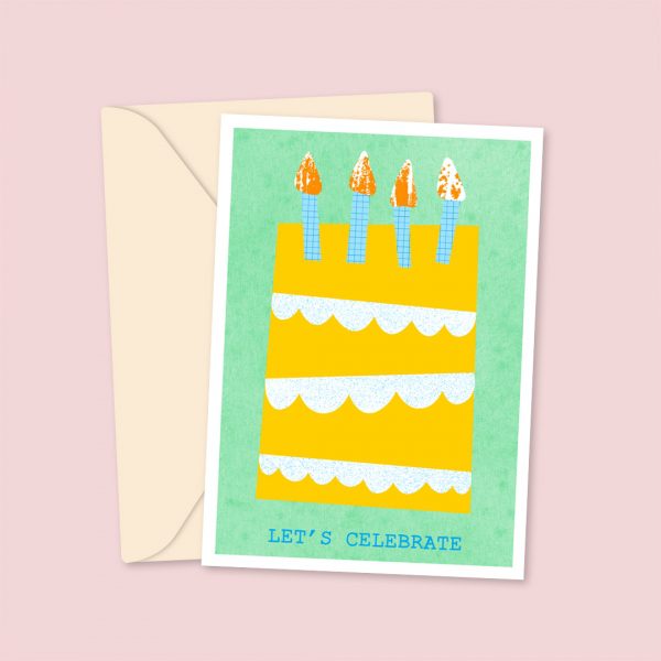 lets celebrate cake greeting card