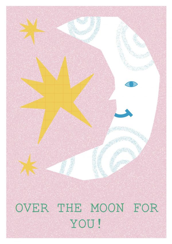 Over The Moon For You Congratulations Card