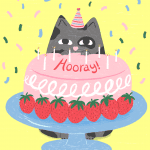 hooray cat cake card