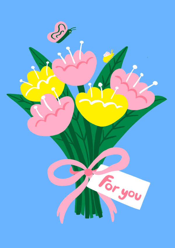 for you flower bouquet greeting card