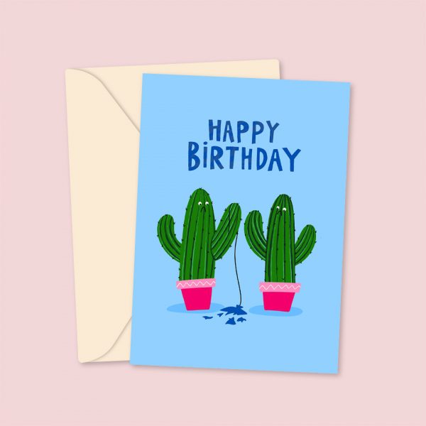 happy birthday cactus card