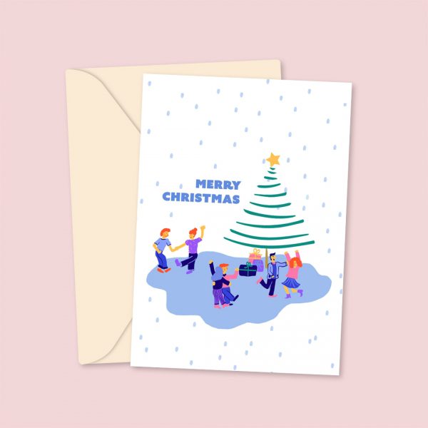 merry christmas tree scene card