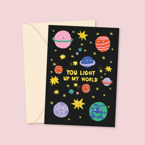 you light up my world greeting card