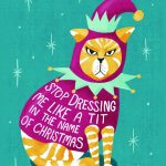 stop dressing me like a tit cat christmas card