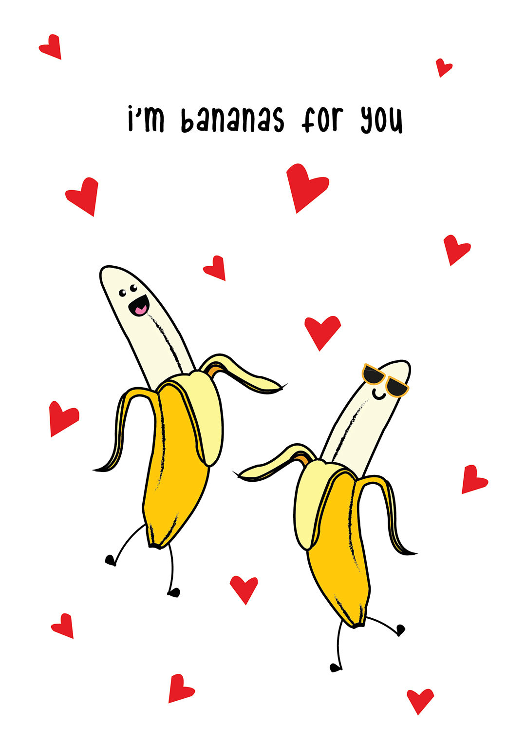 I'm Bananas For You - Valentine's Day Card