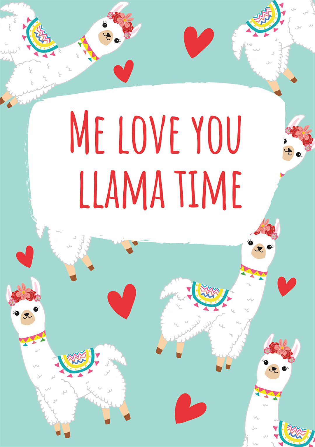 Love You Llama Time - Valentine's Day Card