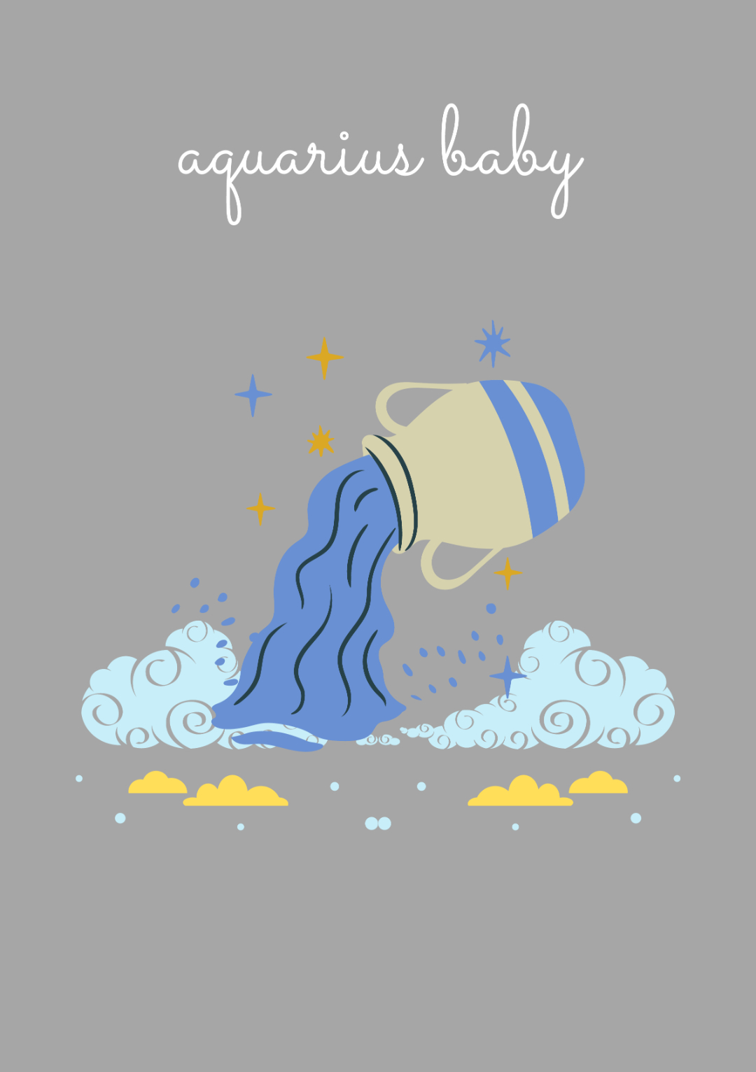 Aquarius Baby Birthday Card