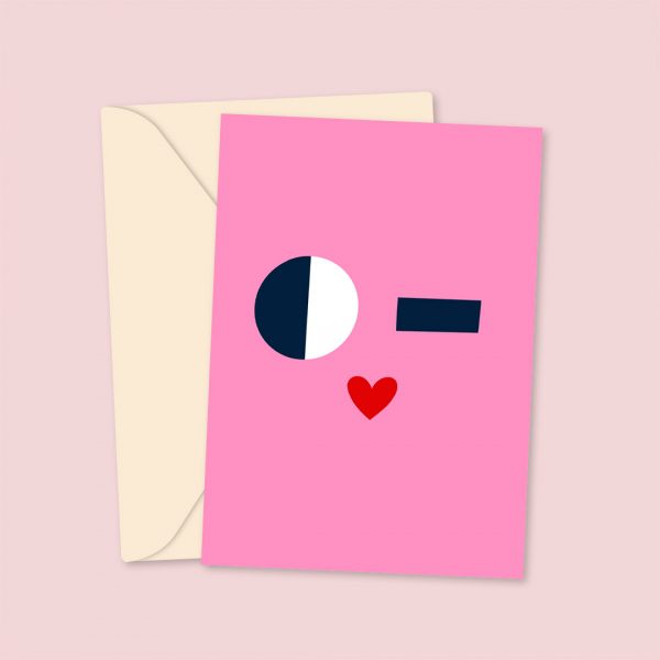 Kissy Winky Face Valentine's Card