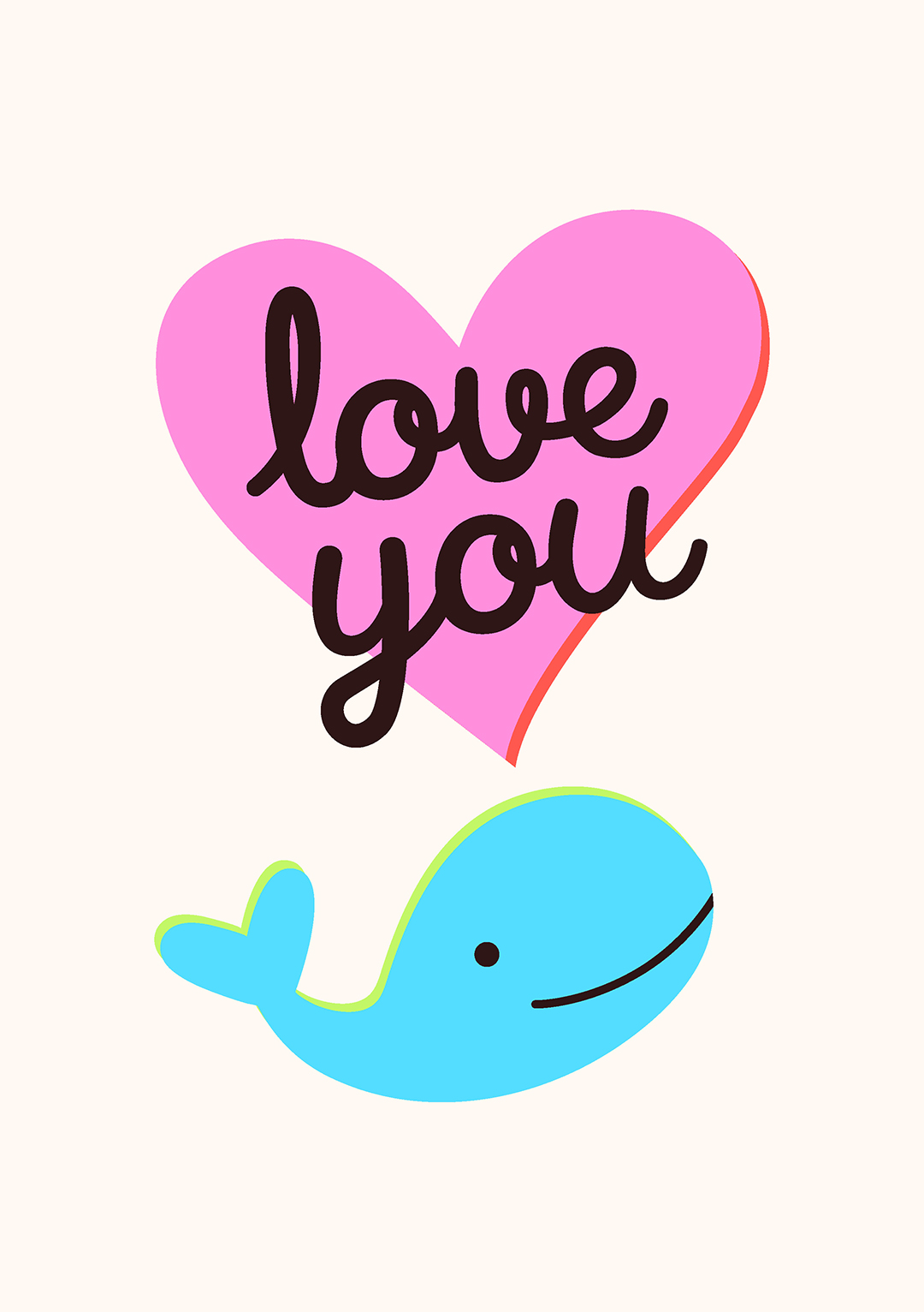Love You - Cute Whale Valentines Day Card