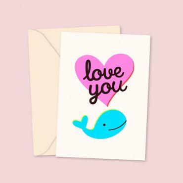 Love You - Cute Whale Valentines Day Card