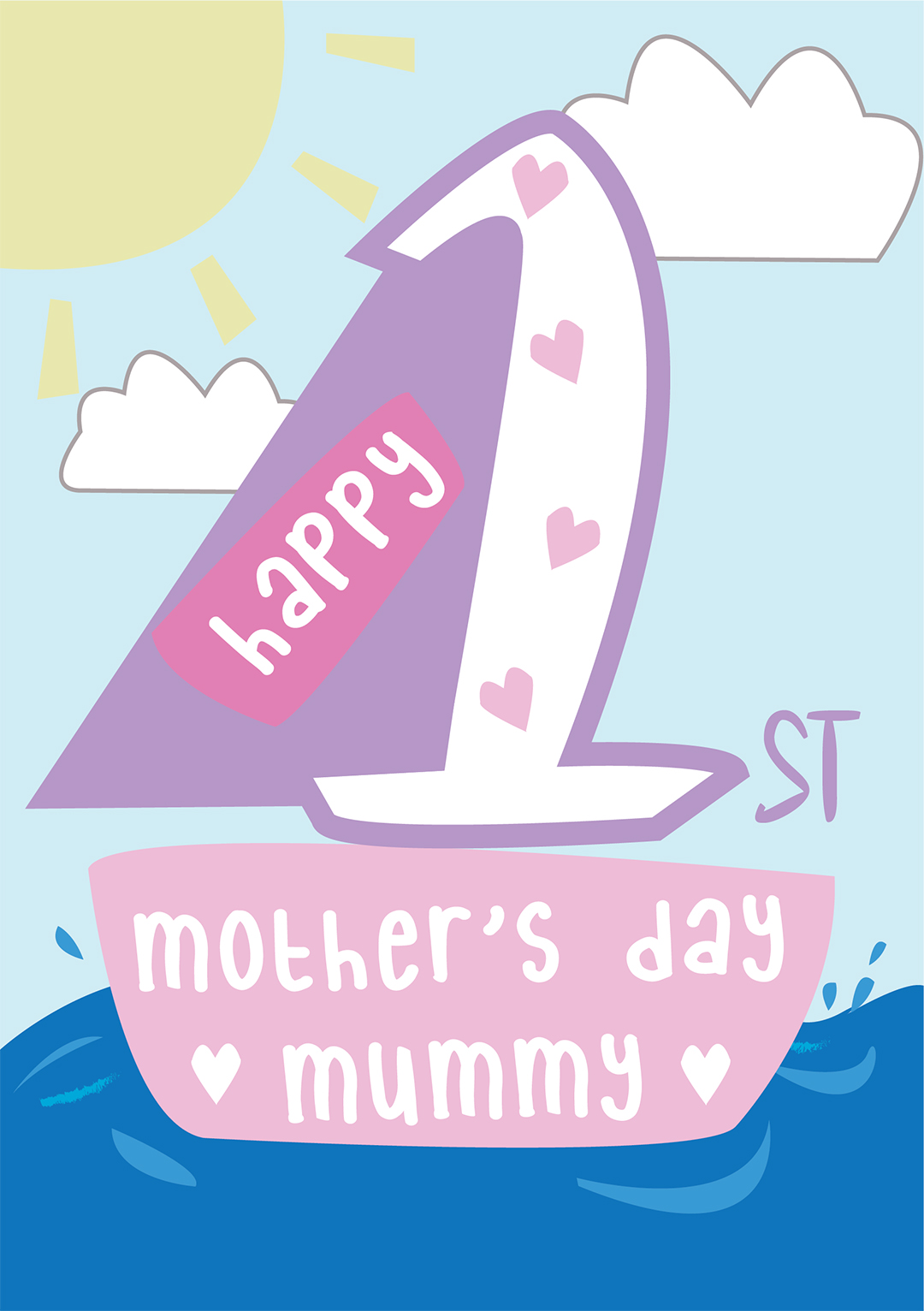 Happy 1st Mother's Day Mummy - Cute Boat Card
