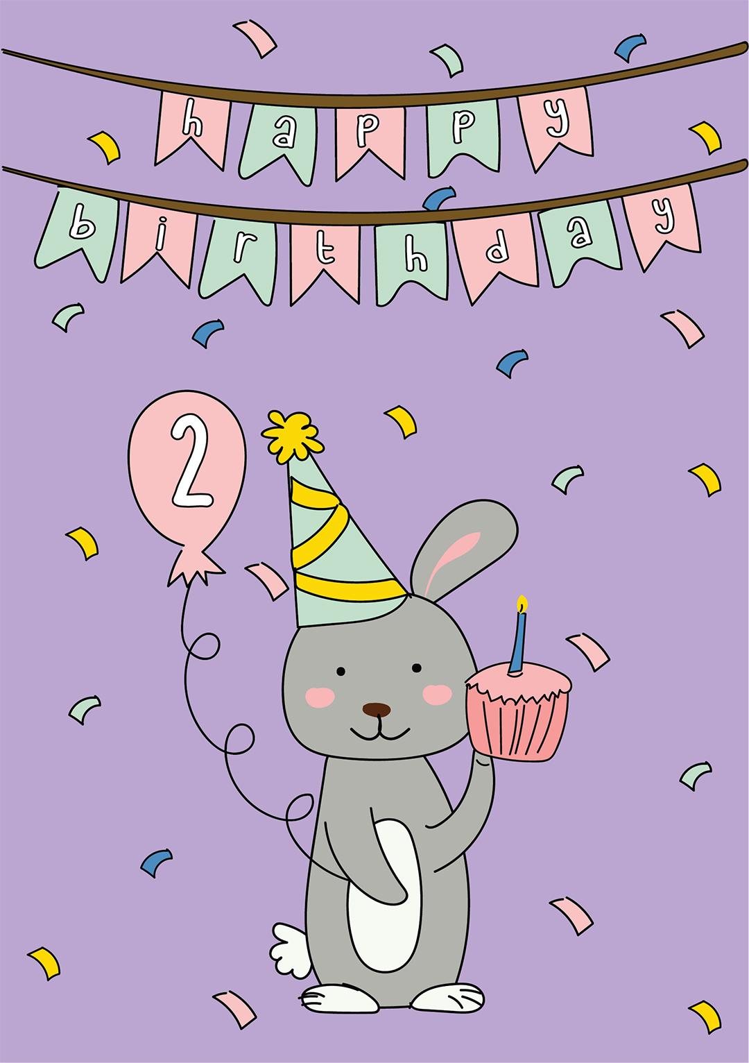 2nd Birthday Cute Bunny Card - PalPack