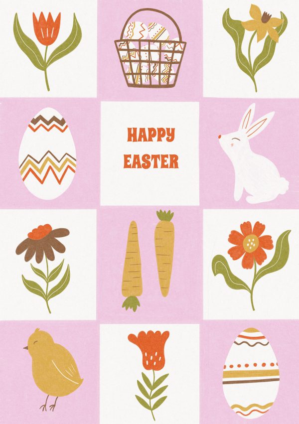 Happy Easter - Cute Check Greeting Card
