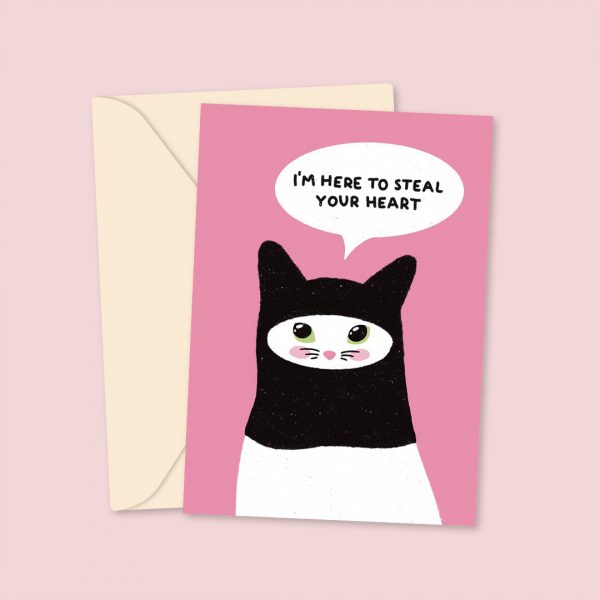 Here To Steal Your Heart - Cute Robber Card