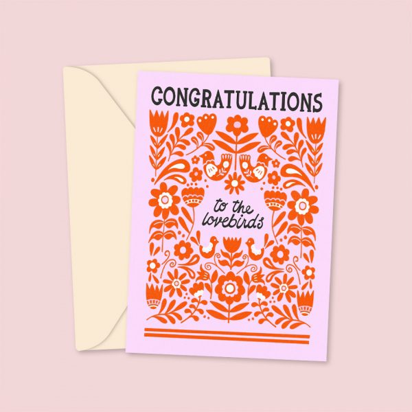 Congrats To The Love Birds - Cute Pink Card