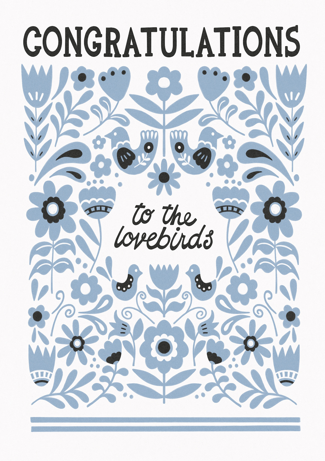 Congrats To The Love Birds - Cute Blue Card