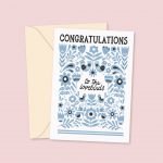 Congrats To The Love Birds - Cute Blue Card