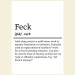 Feck - Funny Irish Definition Print