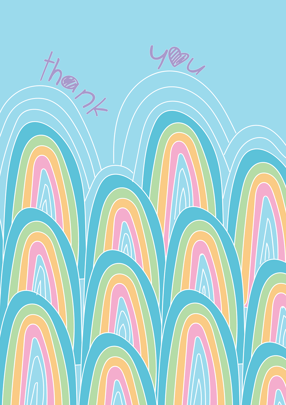 Thank You Greeting Card - Rainbow Design
