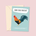 Same Cock Forever! Congratulations Card