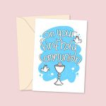 On Your First Holy Communion - Blue Greeting Card