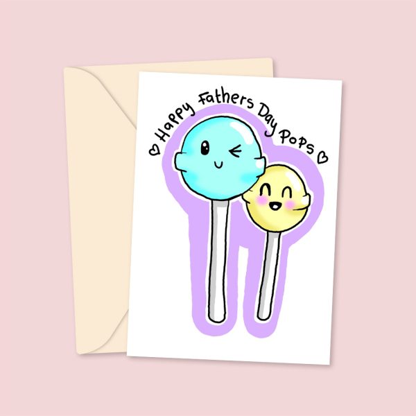 Happy Father's Day Pops! - Cute Lollipop Card